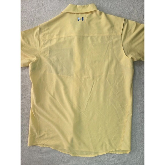 Under Armour HeatGear Button Front Golf Shirt Men's Large Yellow Loose Fit - Picture 4 of 9